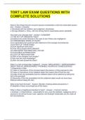 TORT LAW EXAM QUESTIONS WITH COMPLETE SOLUTIONS 