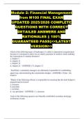 Module 2&colon; Financial Management from M100 FINAL EXAM UPDATED 2025&sol;2026 COMPLETE QUESTIONS WITH CORRECT DETAILED ANSWERS AND RATIONALES &vert;&vert; 100&percnt; GUARANTEED PASS&vert;&vert;<<LATEST VERSION>>