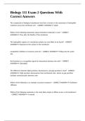 Biology 111 Exam 2 Questions With Correct Answers