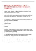 BIOLOGY 111 MODULE 1 - Ch&period; 1-3 EXAM QUESTIONS WITH CORRECT ANSWERS 