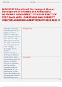 WGU D307 Educational Psychology & Human  Development of Children and Adolescents  OBJECTIVE ASSESSMENT 2025-2026 PRACTICE  TEST BANK WITH  QUESTIONS AND CORRECT  VERIFIED ANSWERSLATEST UPDATE 2025-2026 &excl;&excl;