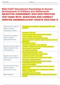 WGU D307 Educational Psychology & Human  Development of Children and Adolescents  OBJECTIVE ASSESSMENT 2025-2026 PRACTICE  TEST BANK WITH  QUESTIONS AND CORRECT  VERIFIED ANSWERSLATEST UPDATE 2025-2026 &excl;&excl;