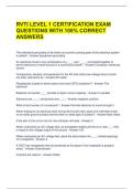 RVTI LEVEL 1 CERTIFICATION EXAM QUESTIONS WITH 100&percnt; CORRECT ANSWERS