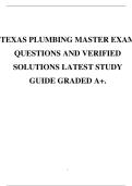 TEXAS PLUMBING MASTER EXAM QUESTIONS AND VERIFIED SOLUTIONS LATEST STUDY GUIDE GRADED A&plus;&period;