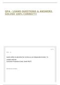 QFA - LOANS QUESTIONS & ANSWERS SOLVED 100&percnt; CORRECT&excl;&excl;