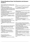 Clinical Readiness Exam Test Questions and Answers Graded A