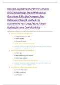 Georgia Department of Driver Services &lpar;DDS&rpar; Knowledge Exam With Actual Questions & Verified Answers&comma;Plus Rationales&sol;Expert Verified For Guaranteed Pass 2025&sol;2026 &sol;Latest Update&sol;Instant Download Pdf