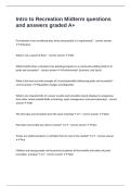 Intro to Recreation Midterm questions and answers graded A&plus;
