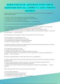 NURSE EXECUTIVE&comma; ADVANCED EXAM SAMPLE QUESTIONS WITH ALL CORRECT & 100&percnt; VERIFIED ANSWERS