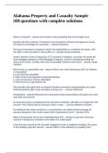 Alabama Property and Casualty Sample 100 questions with complete solutions
