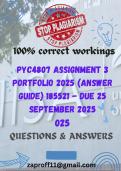PYC4807 Assignment 3 PORTFOLIO 2025 &lpar;Answer Guide&rpar; 185521 - DUE 25 September 2025
