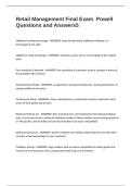 Retail Management Final Exam  Powell Questions and Answers