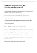Retail Management Final Test Questions and Answers