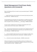 Retail Management Final Exam Study Questions and Answers