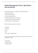 Retail Management Test 1 Questions and Answers