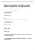 RETAIL MANAGEMENT TEST 1 STUDY GUIDE QUESTIONS AND ANSWERS
