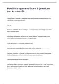 Retail Management Exam 3 Questions and Answers