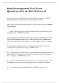 Retail Management Final Exam Questions with Verified Solutions