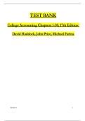 TEST BANK College Accounting Chapters 1-30&comma; 17th Edition David Haddock&comma; John Price&comma; Michael Fa