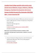 Canadian Royal College specialty-style practice exam &lpar;mixed Internal Medicine&comma; Surgery&comma; Pediatrics&comma; OB&sol;GYN&comma;  Emergency&comma; Psychiatry&rpar; Test Questions And Correct  Answers &lpar;Verified Answers&rpar; Plus Rationales 2025&sol;2026  Q&A &vert; Instant Download Pdf