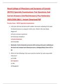 Royal College of Physicians and Surgeons of Canada  &lpar;RCPSC&rpar; Specialty Examinations Test Questions And  Correct Answers &lpar;Verified Answers&rpar; Plus Rationales  2025&sol;2026 Q&A &vert; Instant Download Pdf
