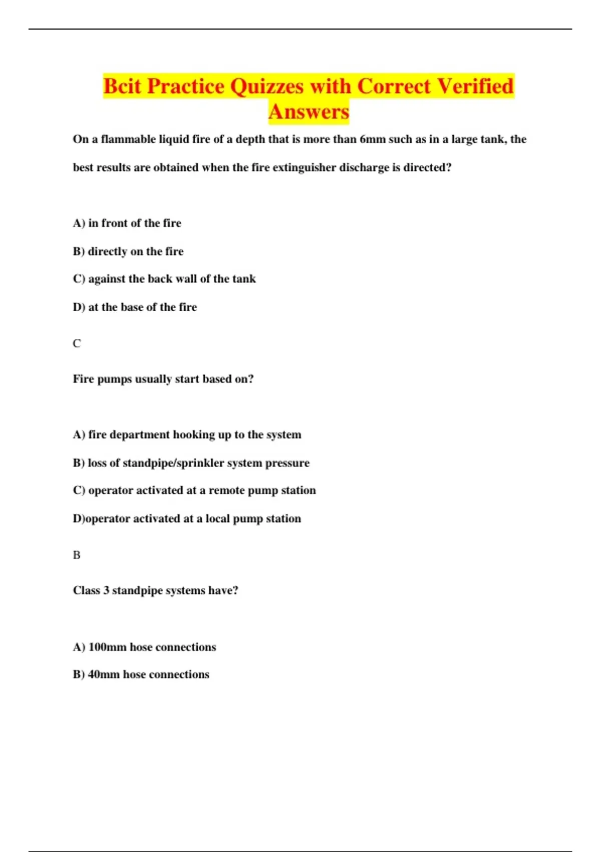 Bcit EXAMS BUNDLE, ALL WITH QUESTIONS WITH CORRECT ANSWERS - Stuvia US