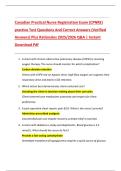Canadian Practical Nurse Registration Exam &lpar;CPNRE&rpar;  practice Test Questions And Correct Answers &lpar;Verified  Answers&rpar; Plus Rationales 2025&sol;2026 Q&A &vert; Instant  Download Pdf