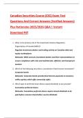 Canadian Securities Course &lpar;CSC&rpar; Exam Test  Questions And Correct Answers &lpar;Verified Answers&rpar;  Plus Rationales 2025&sol;2026 Q&A &vert; Instant  Download Pdf