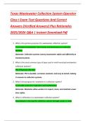 Texas Wastewater Collection System Operator  Class I Exam Test Questions And Correct  Answers &lpar;Verified Answers&rpar; Plus Rationales  2025&sol;2026 Q&A &vert; Instant Download Pdf