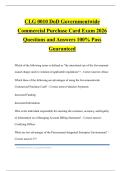 CLG 0010 DoD Governmentwide Commercial Purchase Card Exam 2026 Questions and Answers 100&percnt; Pass Guaranteed