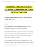 Social Studies 4-8 Texas Certification &ndash; PACT Exam 2026 Questions and Answers 100&percnt; Pass Guaranteed