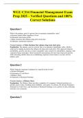 WGU C214 Financial Management Exam Prep 2025 &ndash; Verified Questions and 100&percnt; Correct Solutions