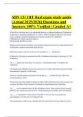AHS 131 HIT final exam study guide &lpar;Actual 2025&sol;2026&rpar; Questions and Answers 100&percnt; Verified &vert; Graded A&plus;