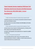 Texas Customer Service Inspector &lpar;CSI&rpar; Exam Test  Questions And Correct Answers &lpar;Verified Answers&rpar;  Plus Rationales 2025&sol;2026 Q&A &vert; Instant  Download Pdf