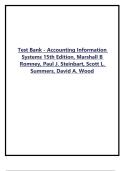 Test Bank For  Accounting Information Systems 15th Edition&comma; Marshall B Romney&comma; Paul J&period; Steinbart&comma; Scott L&period; Summers&comma; David A&period; Wood All Chapters 