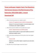 Texas Landscape Irrigator Exam Test Questions  And Correct Answers &lpar;Verified Answers&rpar; Plus  Rationales 2025&sol;2026 Q&A &vert; Instant  Download Pdf