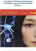 Test Bank For Biological Psychology&comma; 13th Edition&comma; James W&period; Kalat Complete  Guide A&plus;