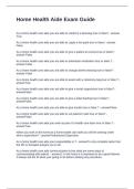 Home Health Aide Exam Guide Questions with correct   Answers