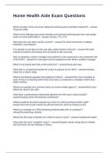 Home Health Aide Exam Questions and Answers