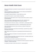 Home Health Aide Exam Questions and Answers