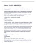 Home Health Aide-HOSA Questions and Answers