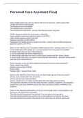 Personal Care Assistant Final Questions with Correct Answers