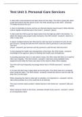 Test Unit 3&period; Personal Care Services Questions and Answers &vert; Correct
