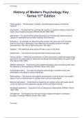 History of Modern Psychology Key  Terms 11th Edition