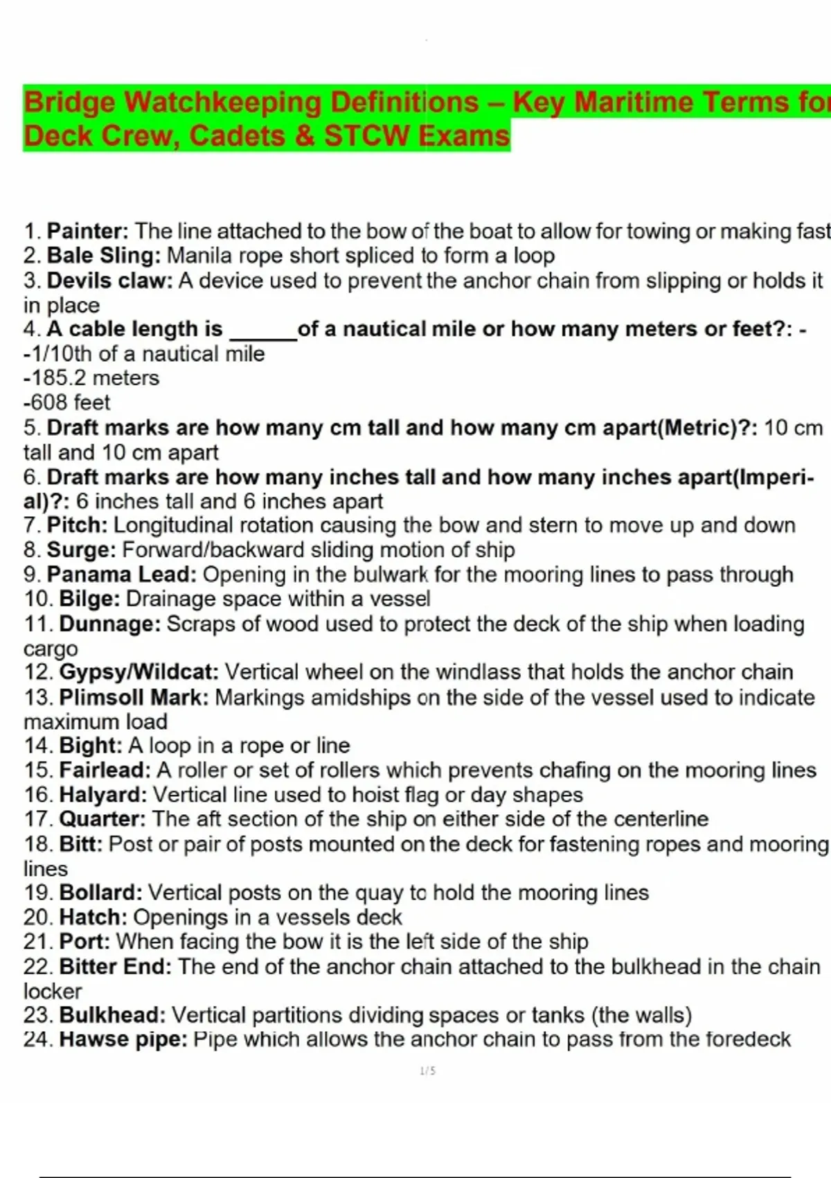 Bridge Watchkeeping Definitions – Key Maritime Terms for Deck Crew ...