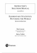 Instructor's Solutions Manual for Elementary Statistics&colon; Picturing the World 7th Edition by Ron Larson &comma; Chapter 1-11 &vert;All Chapters