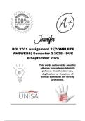 POL3701 Assignment 2 (COMPLETE ANSWERS) Semester 2 2025 - DUE 8 September 2025; 100% correct solutions and explanations. 