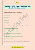 NUR 155 FINAL EXAM Questions with  Detailed Verified Answers 