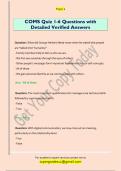 COMS Quiz 1-6 Questions with  Detailed Verified Answers 