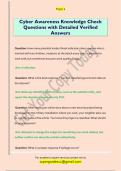 Cyber Awareness Knowledge Check  Questions with Detailed Verified  Answers 